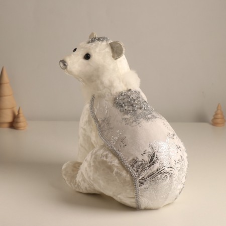 Decor "White Bear in a cape with silver patterns" 22x16x24 cm-1