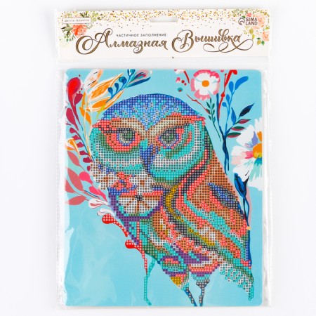 Diamond embroidery with a partial filling of “owl-beautiful” with a stand-7