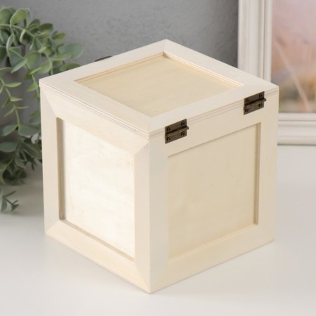 Casket wood for painting "Square box" Castle hook 15x15x15.5 cm-3