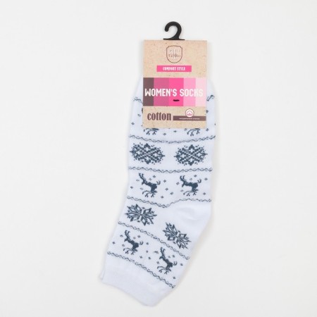 Women's socks "deer" color white, size 23-25-4