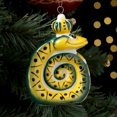 Christmas porcelain toy "snake", fastening loop, 9 cm-1