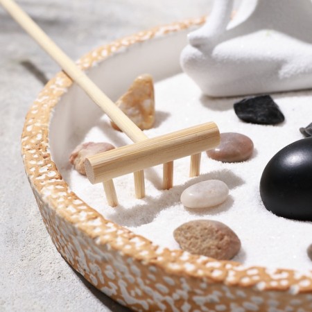 Garden of Stones with a stand for incense "Harmony", 17x17x13cm, Concrete-4