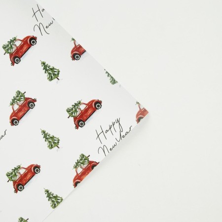 Paper packaging glossy “car with a Christmas tree”, 70 x 100 cm, new year-3