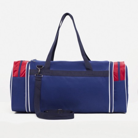Sports bag with lightning, with an increase, 3 outer pockets, a long belt, blue/red color-1