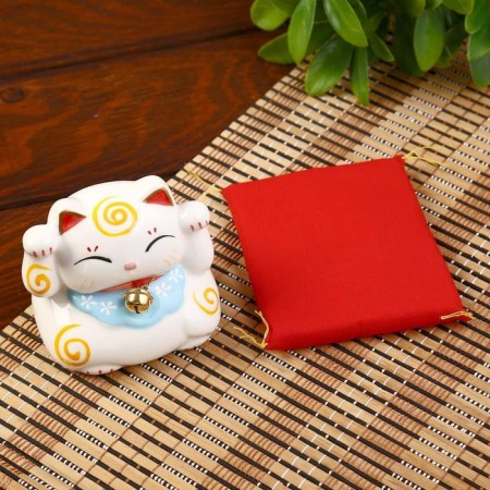 Souvenir Cote Piggy Code Ceramics "Maneki-Neko" h = 7.5 cm, white-4