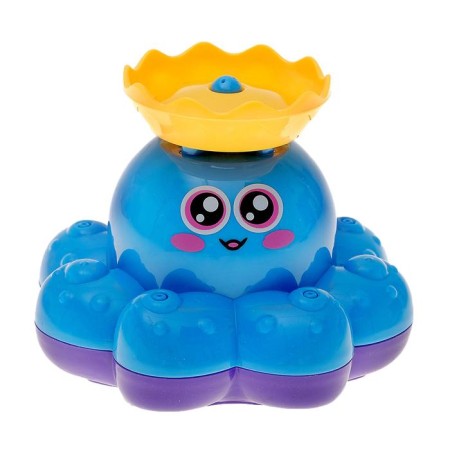 The octopus bath toy, a fountain, a button on, the color of a mix, crumb I-9