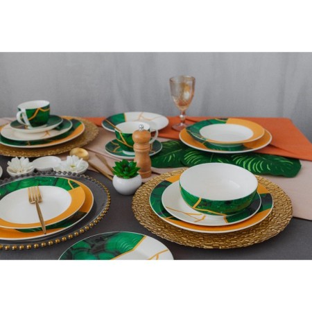 Porcelain shade “Malachite box”, 600 ml, d = 15.5 cm, green color, green-3
