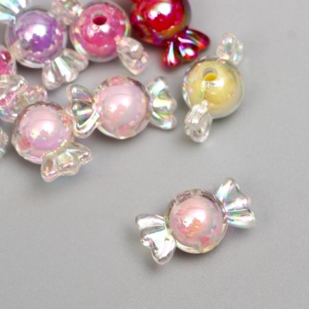 Beads for creativity plastic "Candy mother -of pearl" set 15 grams 2.2x1.2 cm-1