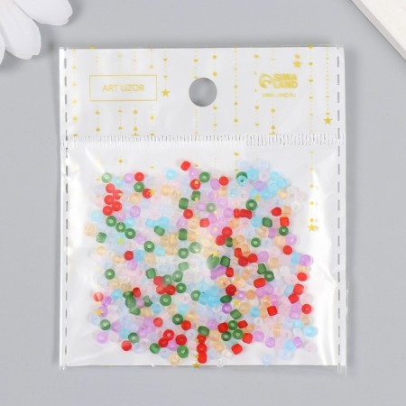 Glass 8/0 "Matte translucent. Melange Assorted" 10 g-3