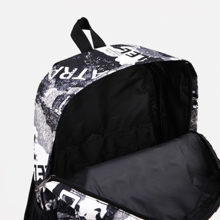 Youth backpack from textiles, 3 pockets, black/gray color-3
