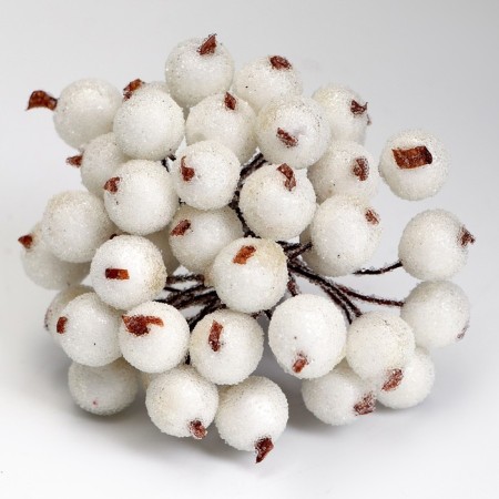 Decorative berries, white, 7 × 6 × 7 cm, 40 berries-4