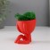 Kashpo concrete mini "Mr. Green" Mizaru with moss red 5.5x6.5x6.5 cm (moss green stabil)