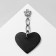 Brooch "Heart" on a chain, black color in silver