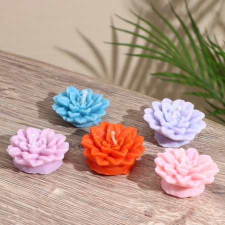 Candle "Flower" 5x5x2 cm, soy wax, mix-3