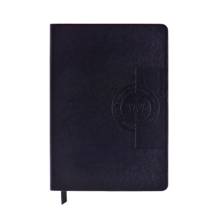 Dated diary 2025, A6+, 176 sheets "Lyon", solid cover, pancake embossing, with liesa, block 80 g/m2, black