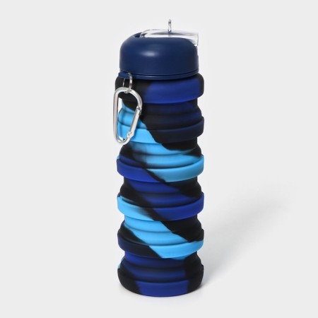 A bottle of water is folding, 500 ml, silicone, 7 × 21 cm, blue color-4