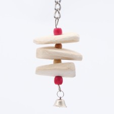 A toy for birds with a karakatitsa carapace and beads, 14 x 6 cm