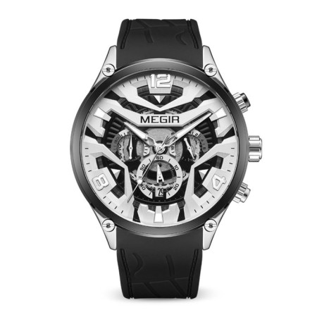 Men's watch, D-4.6 cm, with chronograph, 3 atm, luminous, black