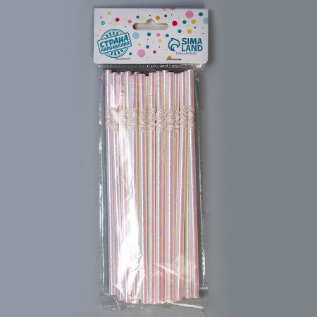 Cocktail tubes with corrugation, in a set of 25 pieces, color pearl
