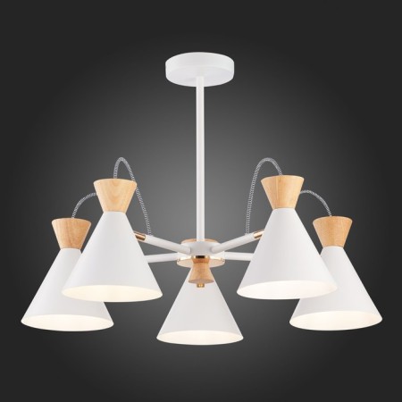 Ceiling EVOLUCE lamp. Sle125102-05. Modica. 5x40 watts, E14, 65x65x45 cm, white, golden color-2