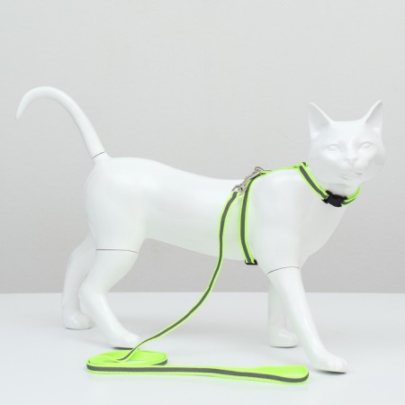 A set for cats is a reflective, width 1 cm, harness 21-35 cm, leash 120 cm, green-3