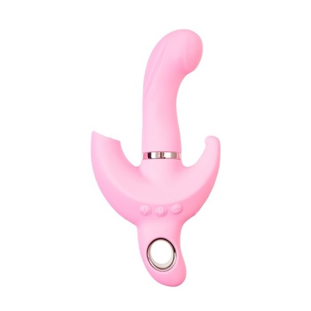 Turning vibrator with a clitoral stimulant Jos Twistme, 19.5 cm, silicone, pink color-7