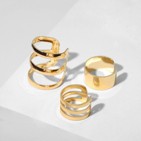 Earrings "Kaffa" set of 3 pcs., Classic, color gold-1