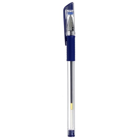 Gel pen, 0.5 mm, blue rod, transparent case, with a rubber holder-1