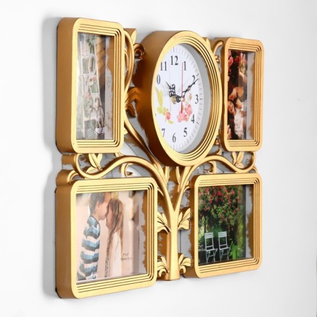 Wall clock, series: photo frames, "family tree", discrete move, 48 x 33 cm, dial 18.4 cm 9-1
