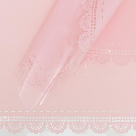 A film for decor and floristry, glossy, pink, plain, bilateral, universal, "lace", sheet 1pcs, 58 x 58 cm
