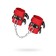 An handcuffs Pecado BDSM, soft with two handle straps, genuine leather, red-black 93243
