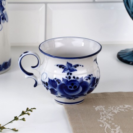 Cup "Bud", 10x8x8 cm, gzhel