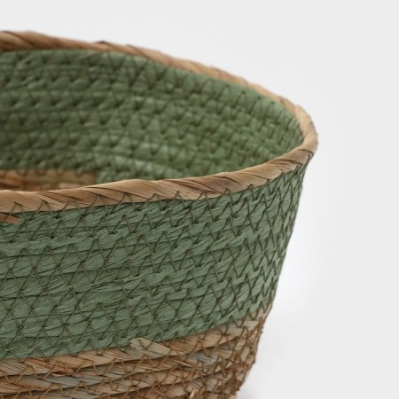 Basket for storage ladled handmade LADOOM "Leo", 25 × 18 × 12 cm, green color-4
