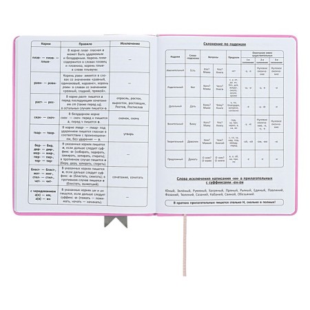 Universal diary for grades 1-11 Lenta, solid cover of artificial leather, applique, silkography, liesse, 48 sheets, pink-10