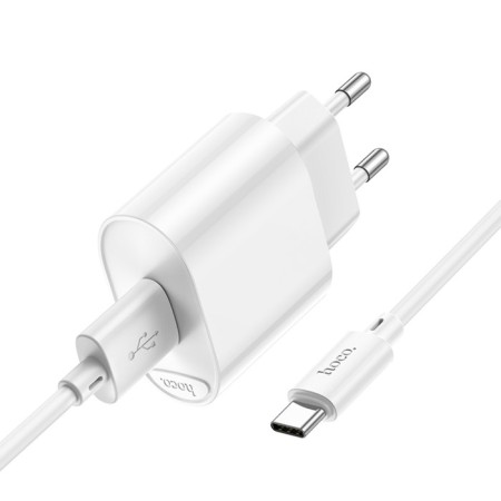 Network charger HOCO C109A, 1 USB, 18 W, QC, Type -C cable - USB, 1 m, white-2