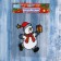 Glass sticker "Snowman with a gift" 10.5x12.5 cm