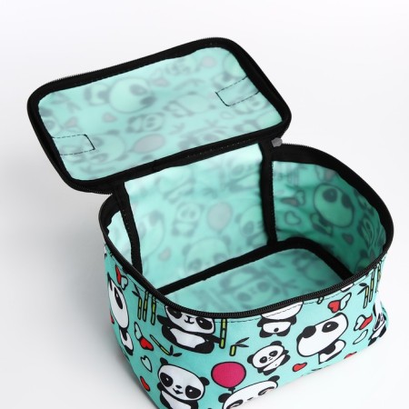 Cosmetic bag with zipper, turquoise color-2