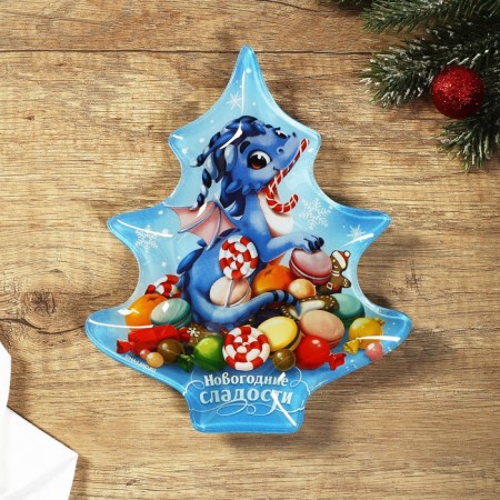 A plate in the form of a Christmas tree "New Year's sweets", 16.5x19.5 cm-2