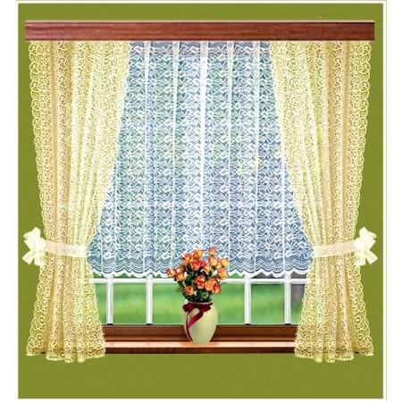 Set of curtains, size 165 x 160 cm - 2 pcs, 200 x 100 cm, cream color