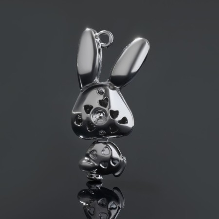 Suspension "Hare", white color in silver-1