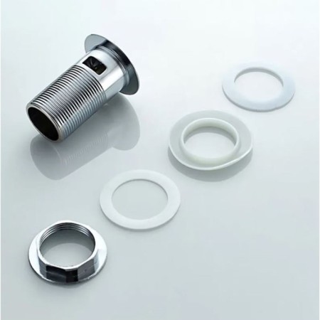 Bottom valve Ledeme L66-2, for a shell, with overflow, brass, chrome-3