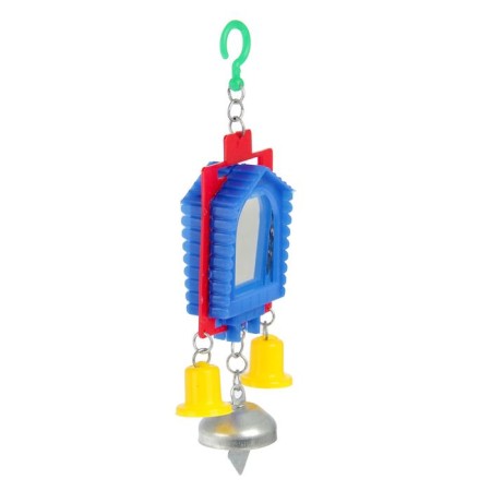 Toy for birds Double mirror with metal and plastic bells No. 2, mix-2