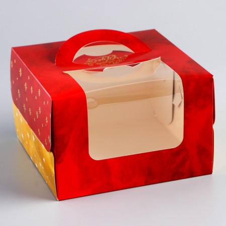 New Year. Box under the bento-port with a window “Believe in miracles”, 15.5 x 15.5 x 10 cm-1