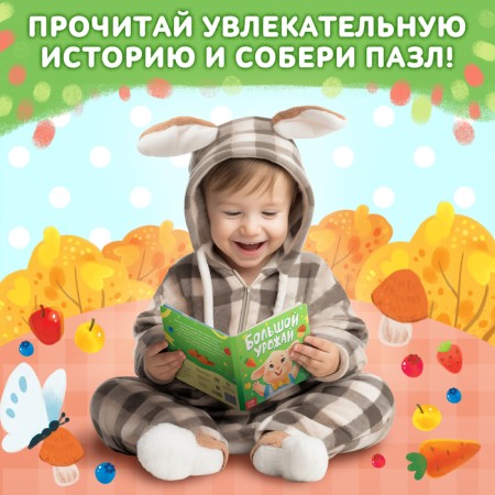 Set 3 in 1 Benny rabbit, cardboard book, puzzle, toy-8