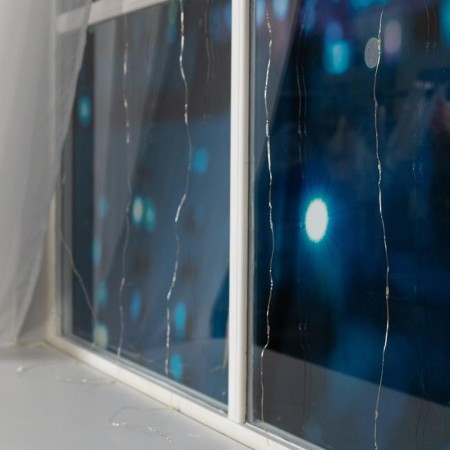 Garland "Curtain" 1.6 × 1.6 m dew, IP20, silver thread, 160 LED, warm white glow, 8 modes, 220 V-6
