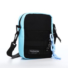 Youth bag with zipper, 1 outer pocket, black/blue color