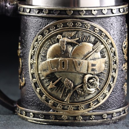 Stainless steel mug "Hate", 400 ml, silver color-7