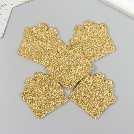 Decor "Gift" gold 4 cm set 5 pcs foam glitter-2