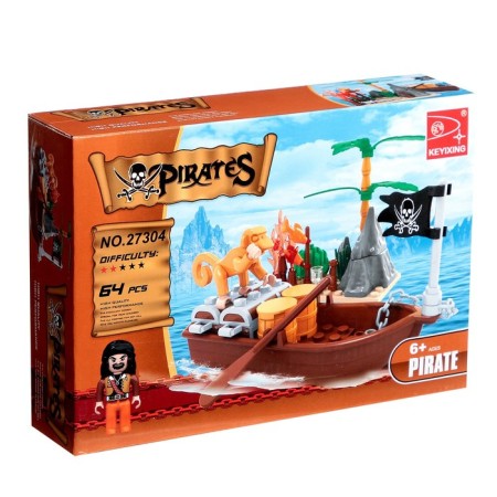 Designer "Pirate Boat", 62-66 parts, mix-3