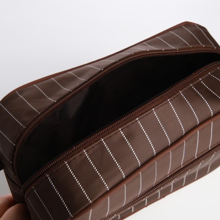 Lightning cosmetic bag, external pocket, brown color-2